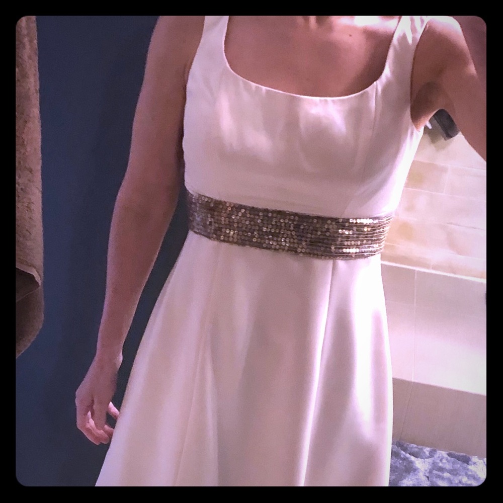 Bill Levkoff Formal Satin A-Line Scoop Neck Dress